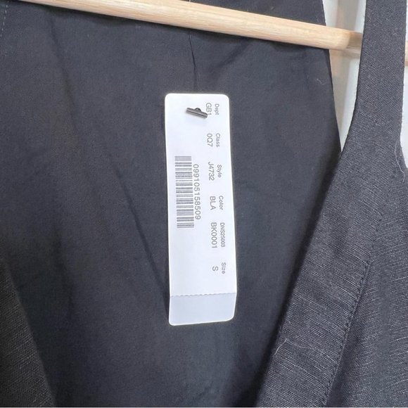 J Crew Womens Size Small Linen Wrap Dress Sleeveless Black NEW Coastal Cotton - Picture 6 of 10